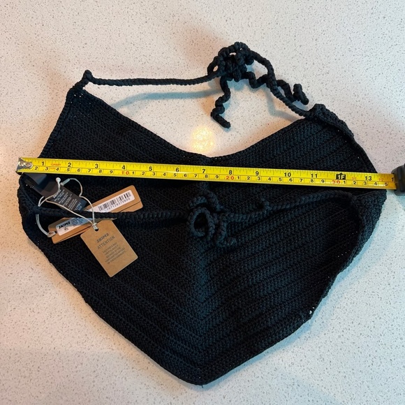 Skims Crochet Handkerchief Swim Top In Onyx Black XXS Bikini Top Kim Kardashian - Picture 4 of 4